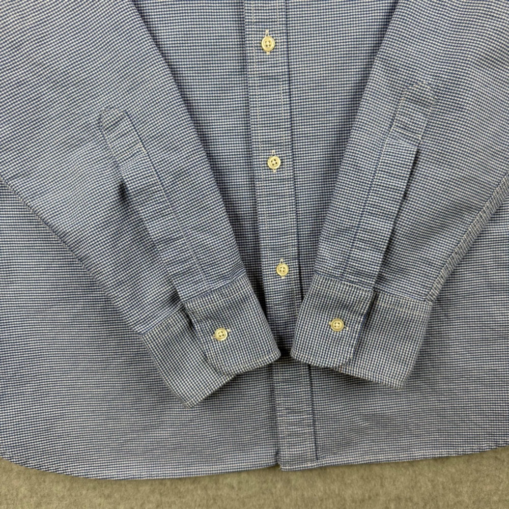 Psycho Bunny Shirt Mens Medium Blue Houndstooth Button Down Preppy Pima Cotton - Picture 6 of 13